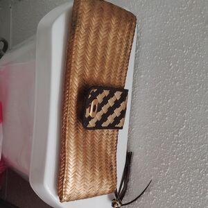 Adrienne Vittadini Gold Quilted Clutch